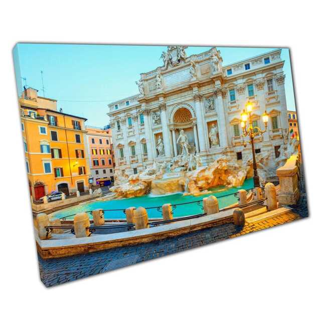 Trevi Fountain Sunrise Canvas Print Rome Landmark Wall Art For Home & Office Decor - image 1