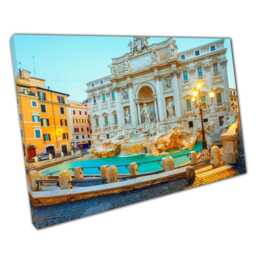 Trevi Fountain Sunrise Canvas Print Rome Landmark Wall Art For Home & Office Decor - thumbnail 1