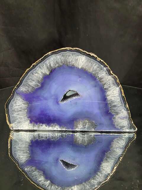 Purple Agate End Candle 1 Handpicked 1.127G H9xw14xd8cm Microcrystalline Quartz Gold Gilded 24Ct Tealight Holder - image 1
