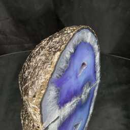 Purple Agate End Candle 1 Handpicked 1.127G H9xw14xd8cm Microcrystalline Quartz Gold Gilded 24Ct Tealight Holder - thumbnail 2