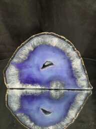 Purple Agate End Candle 1 Handpicked 1.127G H9xw14xd8cm Microcrystalline Quartz Gold Gilded 24Ct Tealight Holder - thumbnail 1