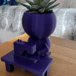 "Sewing Machine Planter Seamstress Succulent Plant Pot Gift ""Wee Jimmy My Sweater" - thumbnail 2