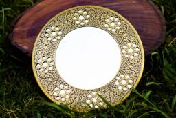 Charming Brass Mirror Egyptian Art Hand Forged & Etched Antique - Oriental Geometry Patterns Wall Geometric Pattern Works