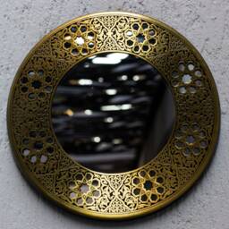 Charming Brass Mirror Egyptian Art Hand Forged & Etched Antique - Oriental Geometry Patterns Wall Geometric Pattern Works - thumbnail 4