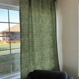 1 Pair Of Block Print Curtains Collection, Modern Curtains, Window Treatments, Green, Blush Drapes Boho Bohemian Decor - thumbnail 3