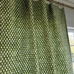 1 Pair Of Block Print Curtains Collection, Modern Curtains, Window Treatments, Green, Blush Drapes Boho Bohemian Decor - thumbnail 4