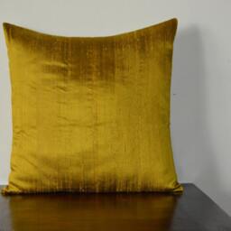 Dark Mustard Dupioni Pure Silk Cushion Cover-Code 63 12x12, 12x16, 12x20, 14x20, 14x24, 16x16, 18x18, 20x20, 22x22, 24x24 & 26x26 - thumbnail 2
