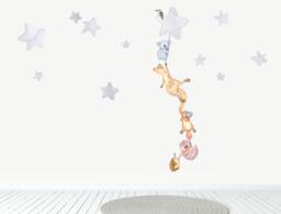 Australian Animals Night Time Wall Decal, Watercolour Stars Nursery Decor, Aussie Animal Stickers