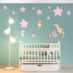 Australian Animals Night Time Wall Decal, Watercolour Stars Nursery Decor, Aussie Animal Stickers - thumbnail 3