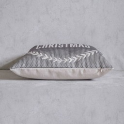 Grey Linen Christmas Pillow Cover Holiday Throw - 45x45cm - thumbnail 2