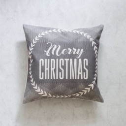 Grey Linen Christmas Pillow Cover Holiday Throw - 45x45cm - thumbnail 3