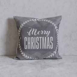Grey Linen Christmas Pillow Cover Holiday Throw - 45x45cm - thumbnail 1
