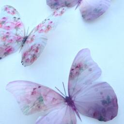 Shabby Chic 3D Butterfly Wall Decor Pink Rose Accent - Set Of 4 - thumbnail 3