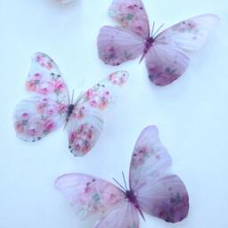 Shabby Chic 3D Butterfly Wall Decor Pink Rose Accent - Set Of 4 - thumbnail 4