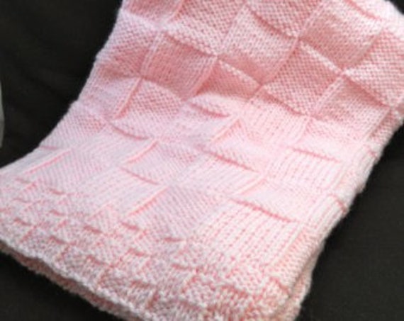 New Born This Is A Hand Knitted Baby Blanket in Pink, Blue Or White. It 25 Inches By Inches. Perfect Size For Stroller - image 1