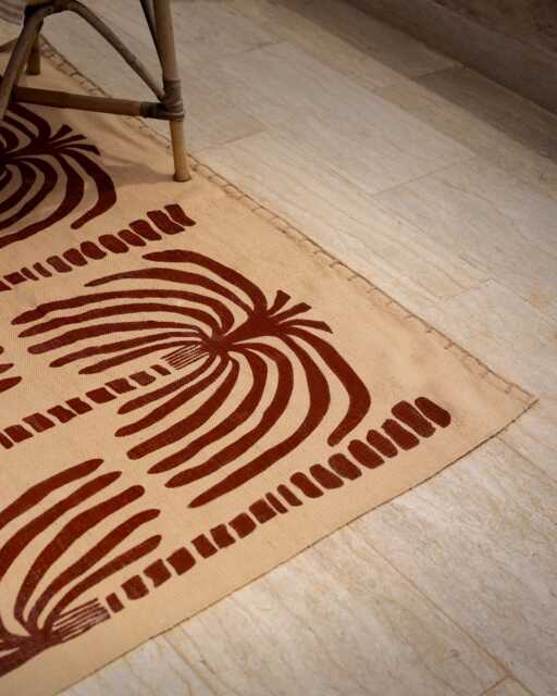 Palm Cotton Hand-Printed Kilim Rug - Ideal For Summer Beach House Delightful Rugs To Elevate Your Room Washable 3x5 5x7 Decorative - image 1