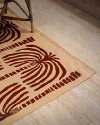 Palm Cotton Hand-Printed Kilim Rug - Ideal For Summer Beach House Delightful Rugs To Elevate Your Room Washable 3x5 5x7 Decorative - thumbnail 1