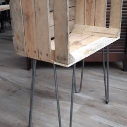 Side Table - Bedside Cabinet Industrial Nightstand Hairping Legs Crate Box - thumbnail 2
