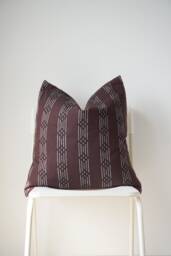 Brown Red Maroon Striped Woven Pillow Cover - thumbnail 1