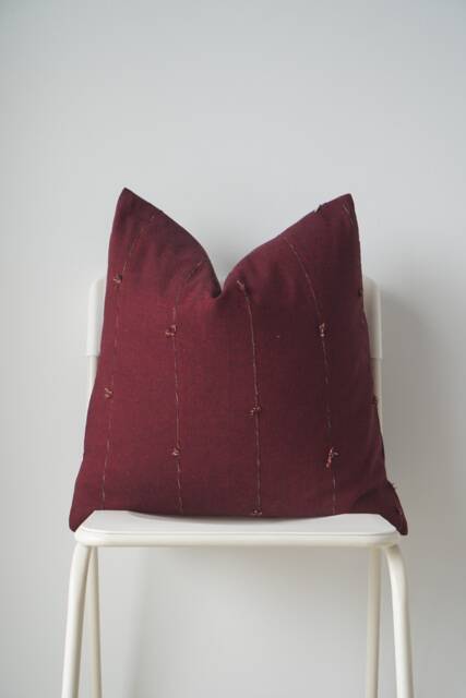 Dark Red Hand Woven Pillow Cover - image 1