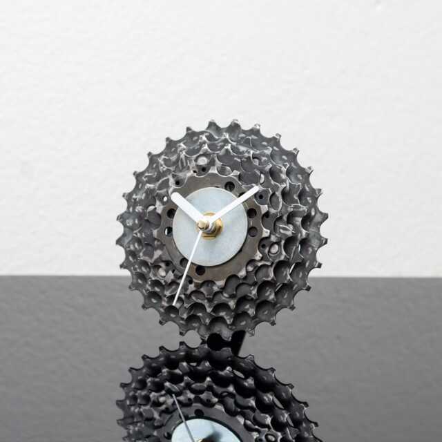 Recycled Bicycle Gear Desk Clock Industrial Bike Parts Decor - image 1