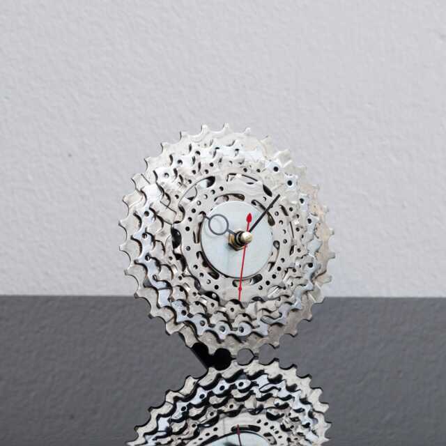 Recycled Bicycle Gear Desk Clock Industrial Bike Parts Decor - image 1