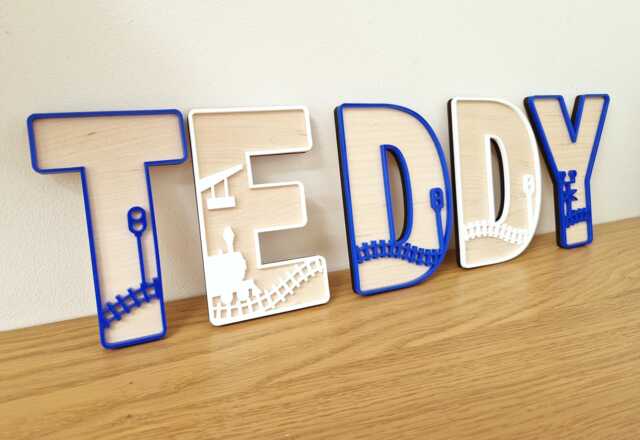 steam Train Wooden Letters, Personalised Wall Name Sign, Trains Nursery D??cor, Choo Railway Alphabet, Kids Room Plaque - image 1