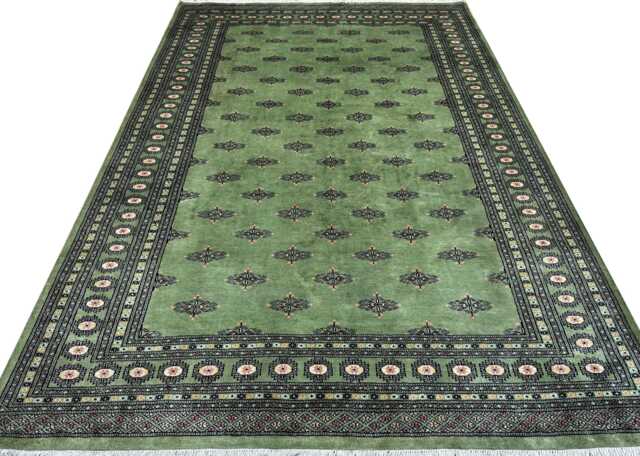 7x10 Pistachio Green Bokhara Rug - 2.00x3.00 cm Kitchen Woolen Living Room Hand Knotted Wall Turkish - image 1