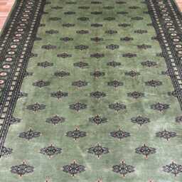 7x10 Pistachio Green Bokhara Rug - 2.00x3.00 cm Kitchen Woolen Living Room Hand Knotted Wall Turkish - thumbnail 3