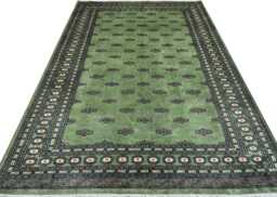 7x10 Pistachio Green Bokhara Rug - 2.00x3.00 cm Kitchen Woolen Living Room Hand Knotted Wall Turkish - thumbnail 1