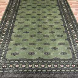 7x10 Pistachio Green Bokhara Rug - 2.00x3.00 cm Kitchen Woolen Living Room Hand Knotted Wall Turkish - thumbnail 2