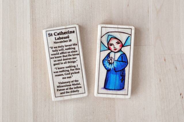 st Catherine Laboure Patron Saint Block With Gift Bag // Patron Of The Infirm & Elderly Catholic Toys By Almondrod - image 1