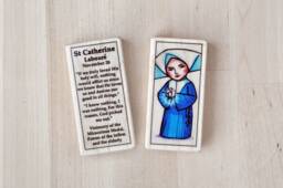 st Catherine Laboure Patron Saint Block With Gift Bag // Patron Of The Infirm & Elderly Catholic Toys By Almondrod
