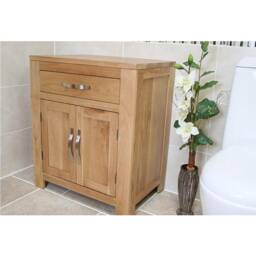 Bathroom Furniture - Solid Oak Vanity Cabinet Cupboard Storage Unit 700mm 502 - thumbnail 2
