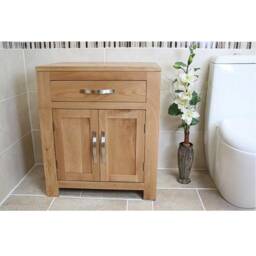 Bathroom Furniture - Solid Oak Vanity Cabinet Cupboard Storage Unit 700mm 502 - thumbnail 3