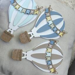 Hand Painted Wooden Hot Air Balloon, Nursery Decor - thumbnail 3