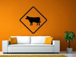 Cow Road Sign Country Animal Wall Or Window Sticker Decal Vinyl Fathead Mural Decor L1982 - thumbnail 1