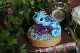Blue Dragon Figurine, Baby Drgon Sculture, Usb Led Lighting Sculpture