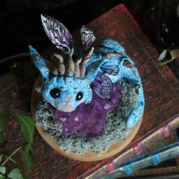 Blue Dragon Figurine, Baby Drgon Sculture, Usb Led Lighting Sculpture - thumbnail 2