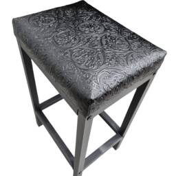 Floral Embossed Black Leather Bar Stool/Counter Top - Cowboy Tool Worldwide Shipping Fp - thumbnail 4