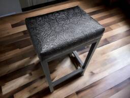 Floral Embossed Black Leather Bar Stool/Counter Top - Cowboy Tool Worldwide Shipping Fp