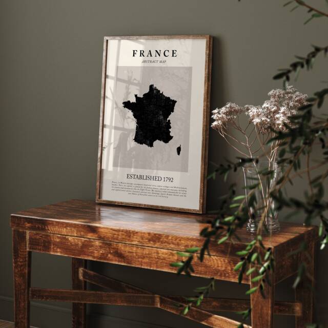 France Map Vintage Abstract Wall Art Print Picasso + Matisse Inspired Travel Poster - image 1