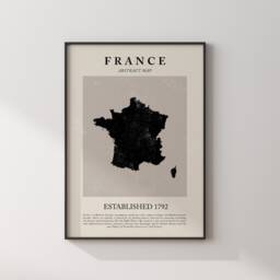 France Map Vintage Abstract Wall Art Print Picasso + Matisse Inspired Travel Poster - thumbnail 2