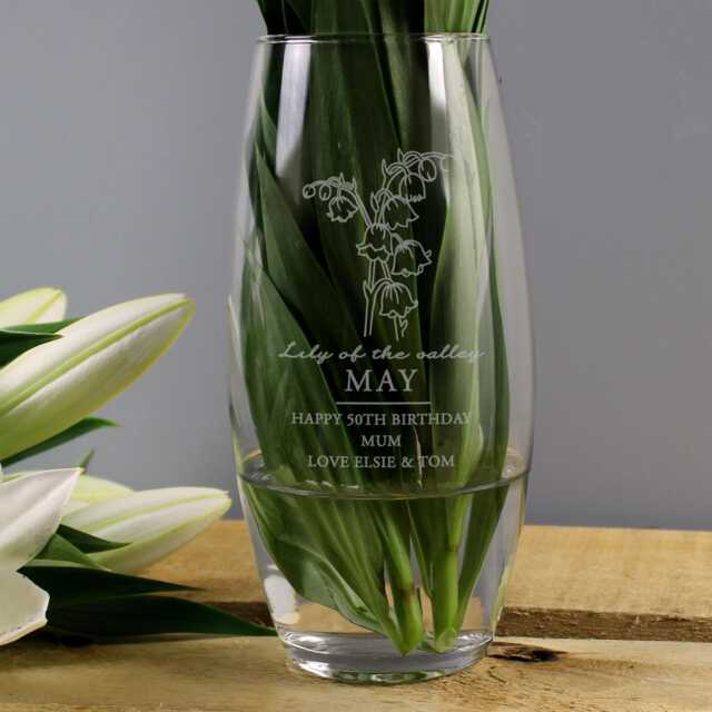 Birthday Gifts For Women/Birth Month Flowers Vase/Engraved Glass Gift - image 1