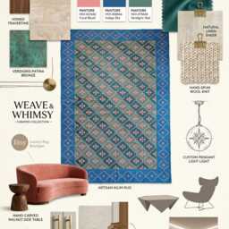 Blue Border Geometric Rug - 9x12Ft Handwoven Cotton Area With Pink Motif Pattern For Living Room & Designer Interiors in Custom Options - thumbnail 3
