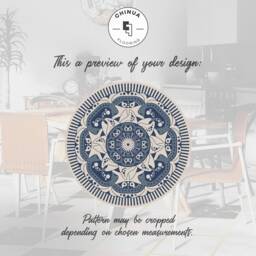 Rajesh Round Vinyl PVC Mat, Nursery Rug, Spanish Art, Classic Rug Pattern, Floor Rugs For Living Room #30G - thumbnail 3