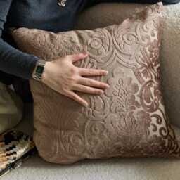 Handmade Retro Throw Pillow Cover, Flocked Fabric, Striped Jacquard - thumbnail 2