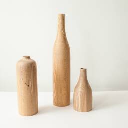 Set Of 3 Wood Vase Home Decor Handmade Birthday Gift, Gift For Her, Anniversary Wedding Carved Unique - thumbnail 2