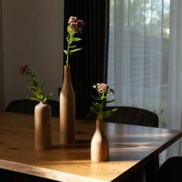 Set Of 3 Wood Vase Home Decor Handmade Birthday Gift, Gift For Her, Anniversary Wedding Carved Unique - thumbnail 3