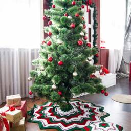 Crochet Christmas Tree Skirt Chunky Farmhouse Decor - 48-Inch - thumbnail 2